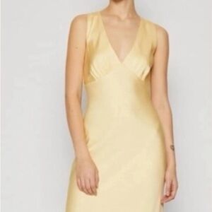 Abercrombie & Fitch Yellow Cowl Back Wedding Guest Dress